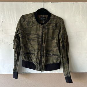 Sanctuary Brand Green Camo Lightweight Bomber Jacket Size S/M